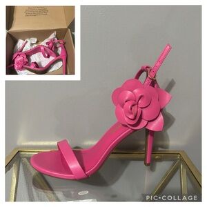 Dream Pairs Pink Stiletto Heels with Floral Detail